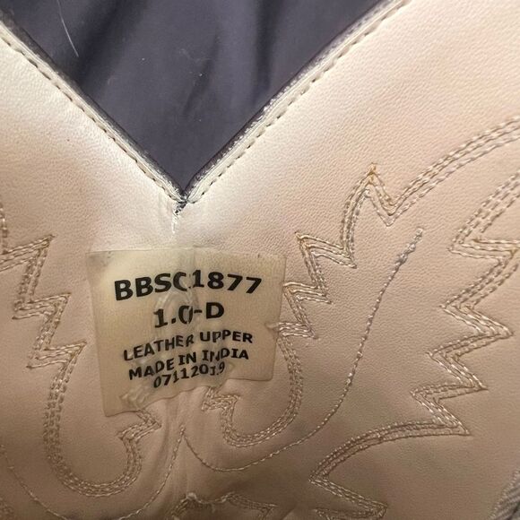 Old West Tan and Brown Kids Cowboy Boots - Picture 6 of 7